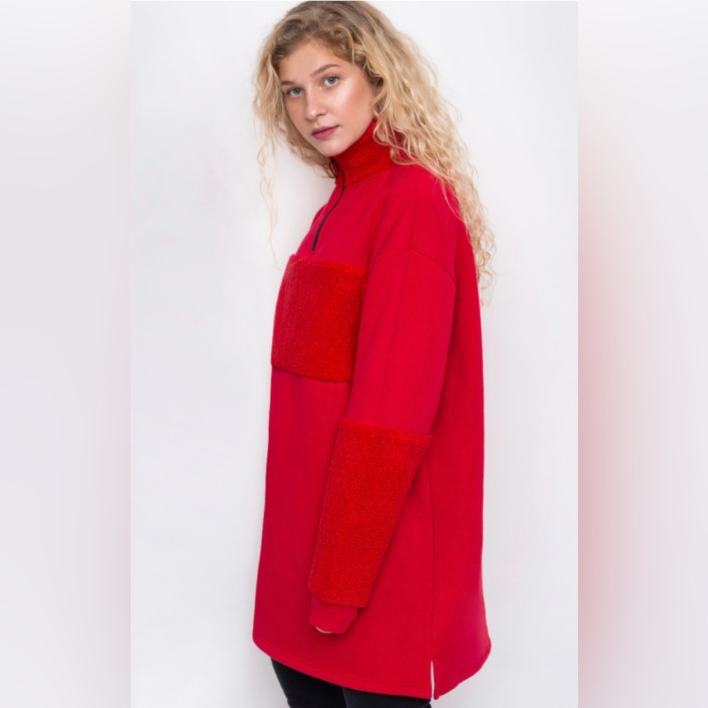 Fleece Panel Sweater Dress by Lazy Oaf